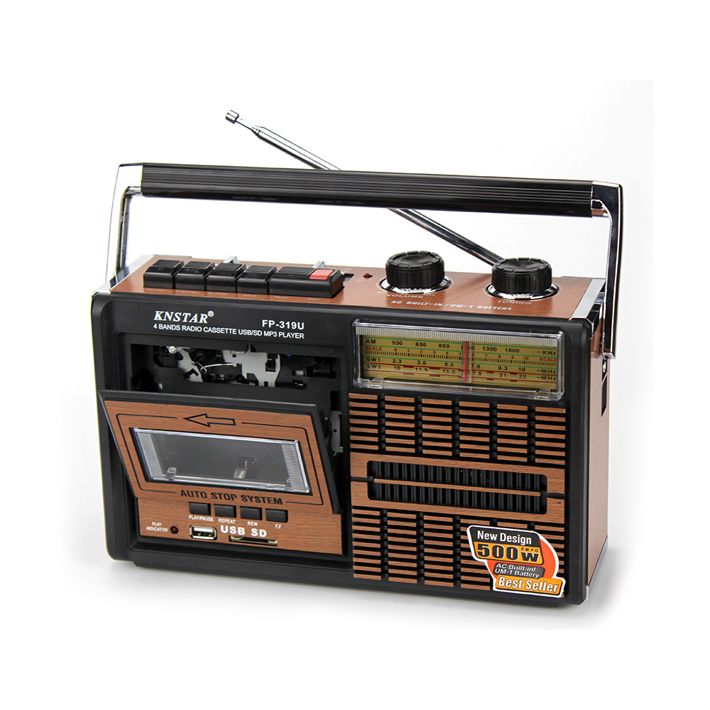 Portátil Vintage Retro Cassette FM SW Radio con tarjeta TF USB micrófono Jack