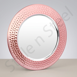Plateau de service de luxe or argent plat en acier inoxydable sous assiette assiette chargeur de mariage martelé avec cuivre acier inoxydable - Product Image 3