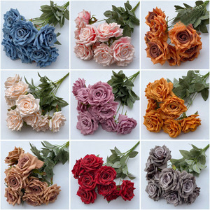 DREA Ramo de Rosas de Seda de 9 Cabezas con Tacto Real, Flores Artificiales para Boda, Fiesta Nupcial, Decoración del Hogar, Arreglo con Tallo Artificial - Product Image 2