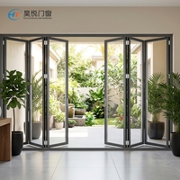 Porte pliante panoramique en alliage d'aluminium, porte patio pliante en verre trempé insonorisé à rupture de pont thermique pour villa