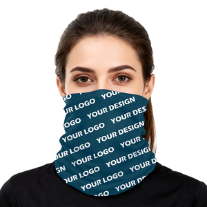 Cache-cou multifonctionnel personnalisé avec logo imprimé, motif crâne sportif, perles végétales, noir uni, bandeau blanc 100% extérieur - Product Image 1