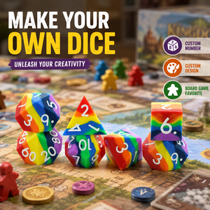 Ensemble de dés polyédriques en silicone mdn avec emballage personnalisé couleur arc-en-ciel rpg dés tranchants mdn 7 pièces dés pour donjons <span class=keywords><strong>et</strong></span> dragons - Product Image 4