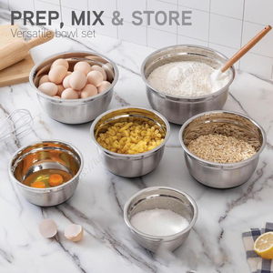 ชุดชามผสมอาหารสแตนเลส 304 สำหรับครัว ขนาดใหญ่ ฝาปิดสนิท ไม่รั่วซึม บรรจุ 10 ชิ้น ขายส่งราคาพิเศษ - Product Image 3