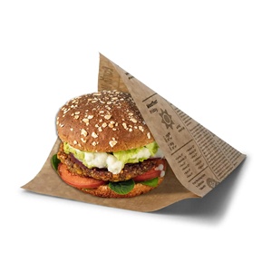 Sacs à hamburgers en papier kraft aspect journal 16x16cm, résistants à la graisse, imprimés, jetables, pour snacks - Product Image 3