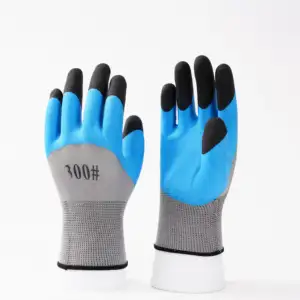 brown latex foam breathable garden gloves safety digging and planting gloves latex nitrile coated work gloves