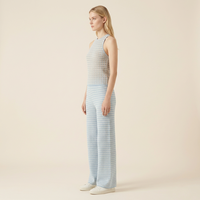 Ensemble tricoté pour femme OEM en mélange de lyocell et coton texturé, comprenant un haut sans manches et un pantalon