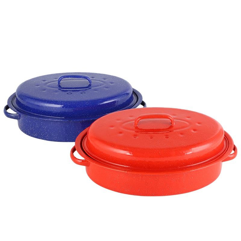 Enamel Roasting Tin With Lid Hairy Bikers 41cm Large White Enamel