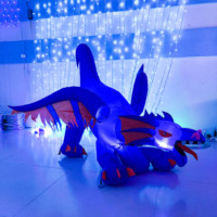 Dragon gonflable avec tête mobile, adaptateur UL, Led 12vdc, lumières décoratives d'halloween, — 6FT