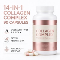 Capsule de collagène complexe 14-en-1 OEM ODM Marque privée Vente en gros Mélange de haute qualité pour la peau, les cheveux et les ongles