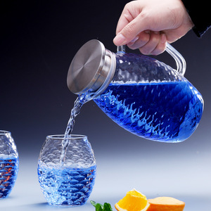 Ensemble de carafe et de tasses en verre borosilicate de haute qualité avec design créatif en écailles de <span class=keywords><strong>poisson</strong></span>, couvercle en acier inoxydable, pour thé glacé et jus - Product Image 4
