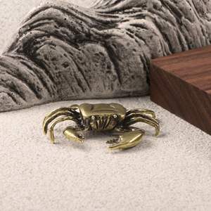 Artigianato in metallo antico che gioca a granchio in ottone ornamenti per la decorazione della vita marina - Product Image 4