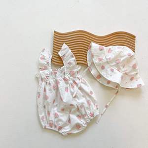 Vêtements pour bébé nouveau-né, vêtements pour bébé à fleurs + chapeau, coton de haute qualité, barboteuse pour bébé - Product Image 2