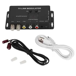 TM70 UHF TV LINK Modulator AV to RF Converter IR Extender with 21 Channel Display PAL/NTSC optional High Quality Plastic Black