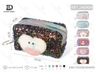 Portamonete a Forma di Cuore con Paillettes e Cinturino da Polso per Donna - Product Image 1