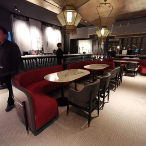 Banquette Courbe Moderne Style Mid-Century, Sièges Écologiques Rembourrés, Canapé Commercial pour Salon, Cadre en Bois, <span class=keywords><strong>Restaurant</strong></span> - Product Image 6