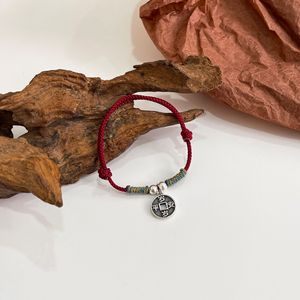 S925 Sterling Silver Chinese Style Coin <b>Bracelet</b> Red <b>Rope</b> Handwoven For Peace And Safety Everyday Wear - Product Image 2