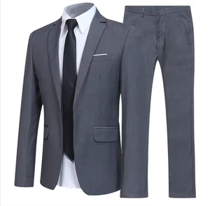 Completo Casual da <span class=keywords><strong>Uomo</strong></span> Personalizzato di Fabbrica, Nuovo Stile Britannico di Tendenza, Abito a Tinta Unita da Giovane, Set di Due Pezzi - Product Image 1
