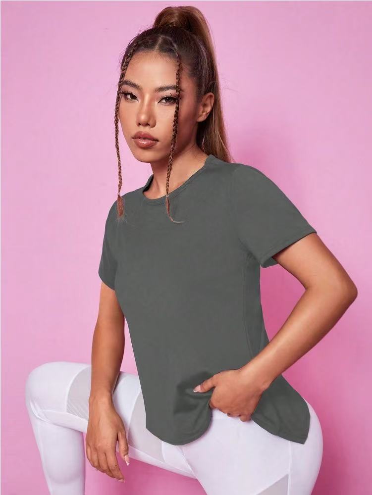 Women's Top: Loose-Fit, Breathable, Mesh-Panel Back Quick-Drying Short-Sleeve T-Shirt for Running, Training, and Premium Yoga Wo