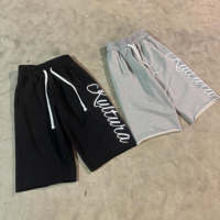 Shorts amples vintage Y2K pour homme, coupe large, imprimé graphique, en molleton de coton épais, style streetwear hip-hop, gris, pour la gym, personnalisable