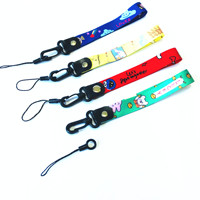 Kartun lucu ramah lingkungan poliester Digital pencetakan Transfer panas telepon Lanyard Hook disesuaikan Logo versi lebar Universal