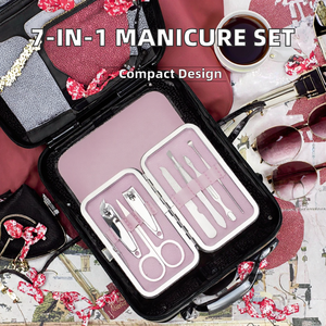Juego de Manicura de Acero Inoxidable 7 en 1 de Alta Calidad, Cortaúñas, Herramientas para el Cuidado de las Cutículas, con Estuche de Viaje, Kit de Cuidado Personal - Product Image 2
