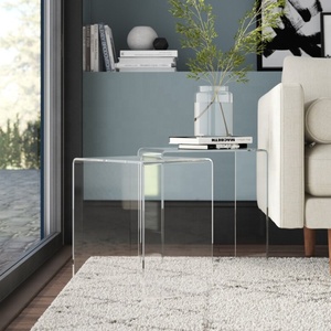 Mesita de noche de acrílico transparente, cómoda y moderna con estantes, mesa de centro lateral de acrílico transparente para dormitorio - Product Image 4