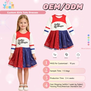 Vestido <span class=keywords><strong>de</strong></span> Tul Satinado para Niñas, Estilo Informal para Fiestas, Color Rojo y Azul Brillante, Hasta la Rodilla, <span class=keywords><strong>con</strong></span> Estampado Floral, ODM, <span class=keywords><strong>de</strong></span> 0 a 8 Años - Product Image 1