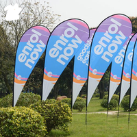 Drapeau plume double face personnalisé en polyester durable, résistant au vent, avec base de poteau pour publicité d'événements extérieurs