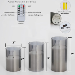 2 * AA Pin hoạt động Flameless sáp thực trụ cột dẫn nến thủy tinh với điều khiển từ xa 3D Ngọn Lửa ánh sáng cho đám cưới Nhà Bên trang trí nội thất - Product Image 2