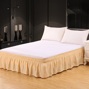Gonna da letto elastica In tinta unita elastica con grembiule da letto incorporato In morbida laminazione tintoria attivata ricamata - Product Image 5