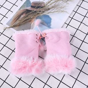 Guantes de Mujer de Alta Calidad, Medios Dedos, Lindos Guantes de Piel Sintética con Peluche, Mitones sin Dedos con Pelo Sintético de Conejo para Mujer - Product Image 4