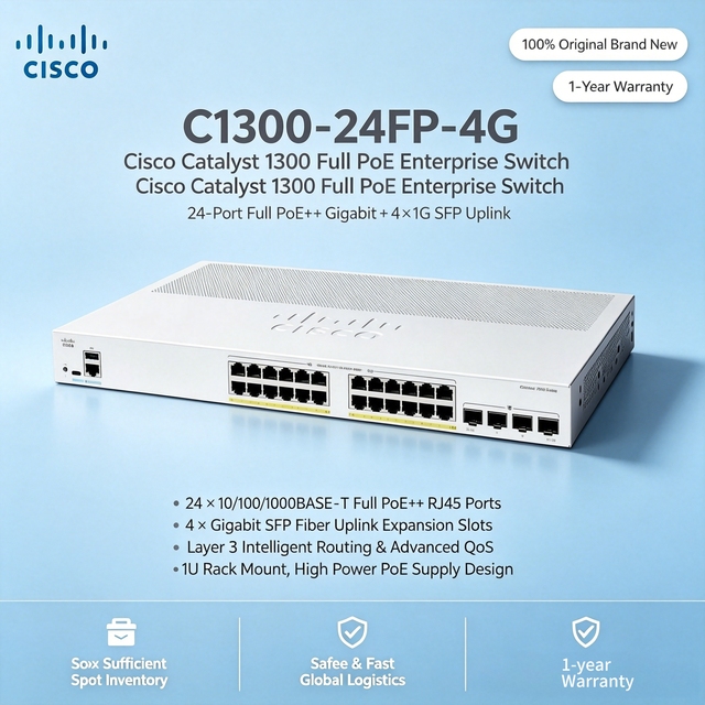 Original Brand New Sealed Cisco C1300-24FP-4G Catalyst 1300 24-Port Full PoE Gigabit L2 Managed Enterprise Switch