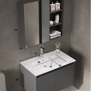 Mueble de baño moderno de lujo ligero, montado en la pared, con lavabo integrado. - Product Image 2