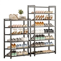 Modernes Minimalistisches Mehrstöckiges Schuhregal aus Kohlenstoffstahl für den Hausgebrauch Installationsfreies Design für Eingangsbereich/Flur/Halle