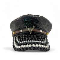 Bérets Punk Rock en Gros avec Crâne de Taureau et Strass, Chapeaux et Casquettes de Fête Personnalisables avec Logo pour Femmes, Halloween