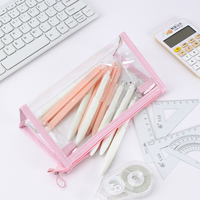 Vente en gros Trousse de maquillage transparente personnalisée en PVC Trousse à crayons à fermeture éclair pour élèves du primaire et du secondaire Trousse à crayons Kawaii