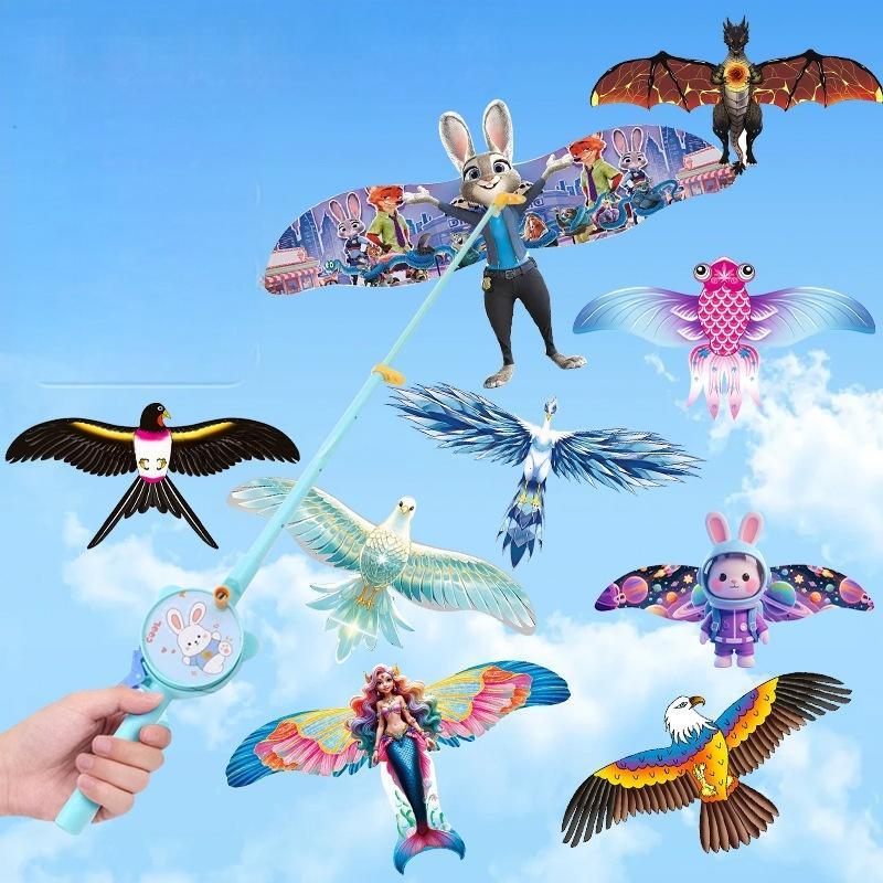 Canne à Pêche Volante – Cerf-volant Dynamique Pour Jardin Et Plage, 15 Styles Au Choix