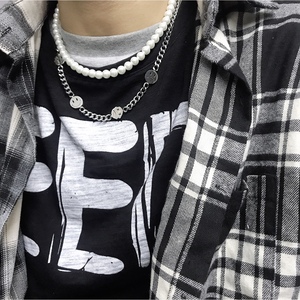 Collar VAF Hip Hop con Cadena Cubana y Cuatro Caras Sonrientes, Collar de Acero Inoxidable de Alta Calidad para Hombre - Product Image 6