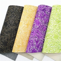 Rouleau de tissu en vinyle 3D rétro occidental, Texture gravée, motif Floral en relief, Faux cuir pour la fabrication de sac à main portefeuille