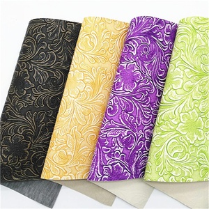 Cuộn Vải Vinyl Giả Da Chạm Khắc Họa Tiết Hoa Nổi Retro Phương Tây 3D Để Làm Túi Xách Ví - Product Image 2