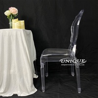 Chaise moderne transparente acrylique PC résine durable jardin empilable démonté une pièce design pour princesse reine salon