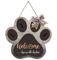 Bienvenue j'espère que vous aimez les chiens signe pour porte d'entrée chiot panneau mural suspendu en bois Plaques murales en forme de patte signe de bienvenue