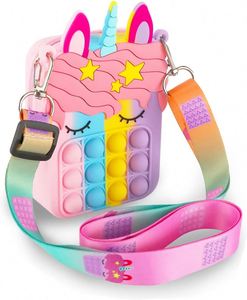 2022 Wholesale Unicorn Popper Book Silicone <b>Backpack</b> Push Bubble Schoolbag <b>Kid</b> Big Fidget Pop Itting Bag - Product Image 1