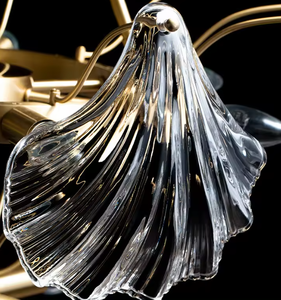 Lustre français d'intérieur décoratif lumière nordique verre clair coquille abat-jour suspension pour chambre à coucher - Product Image 5