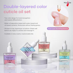 MissGel Set minyak kutikula Label pribadi produsen untuk perawatan kuku Logo khusus 10ml botol dengan minyak kutikula dua warna organik - Product Image 2