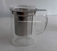 Mug à infuseur à thé en verre borosilicate de haute qualité 350ml 450ml, tasse à café à large ouverture avec filtre en acier inoxydable pour le bureau et la maison