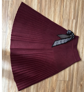 <span class=keywords><strong>Jupe</strong></span> <span class=keywords><strong>midi</strong></span> plissée épaisse et chaude en maille pour femme, taille haute, coupe évasée, en tricot doux et extensible pour l'automne et l'<span class=keywords><strong>hiver</strong></span> - Product Image 3