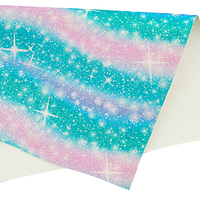 30*136cm Fine Shiny Glitter Gradient Printed Faux Leather Sheets Roll for Hair Bows Garments Handbags Keys Sofas