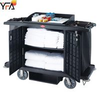Chariot pliable multifonctionnel en plastique pour l'entretien ménager des hôpitaux, chariot de service d'entretien ménager pour hôtels
