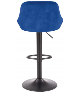 Taburete de Bar Moderno de Terciopelo Azul Rey con Respaldo Acolchado con Diseño de Diamantes y Base Giratoria Negra Ajustable para Pub - Product Image 5